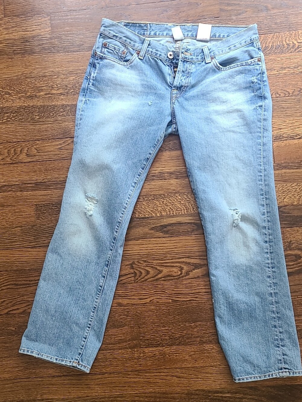 Vintage 1990s Original Lucky Brand Light-Wash Distressed Jeans